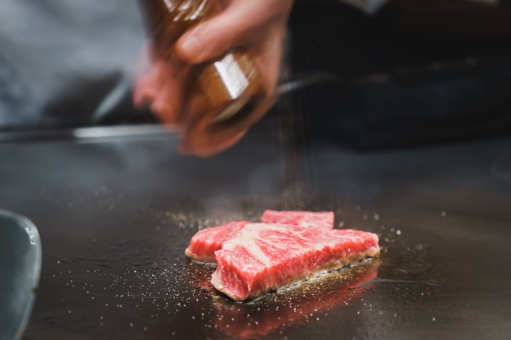 Wagyu beef prepared by a Japanese chef. 