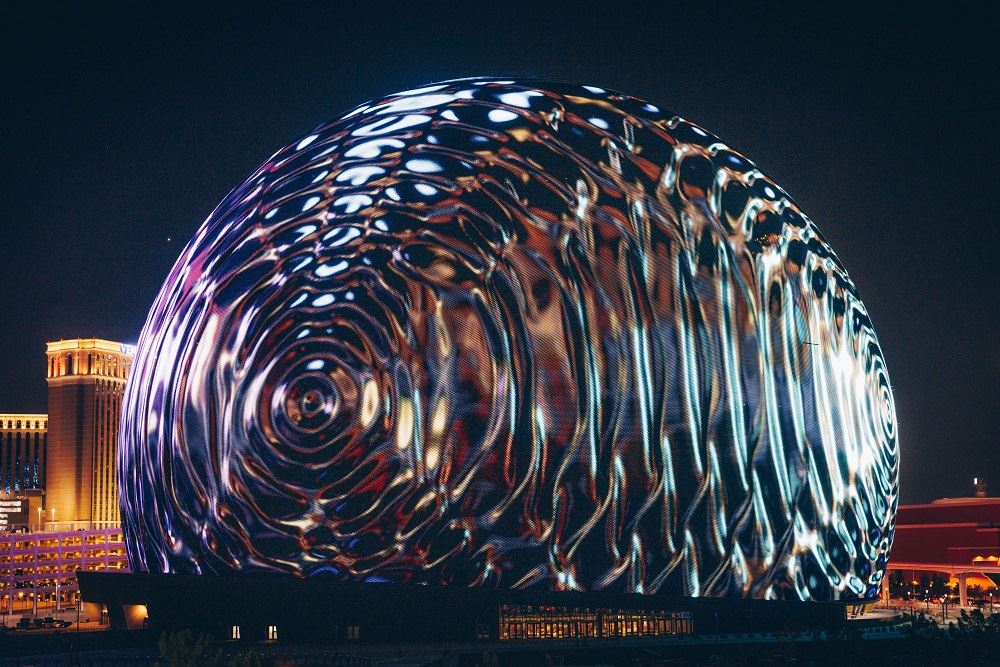 The las Vegas Sphere at night 
