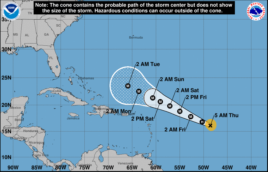 NHC track of hurricane lee 