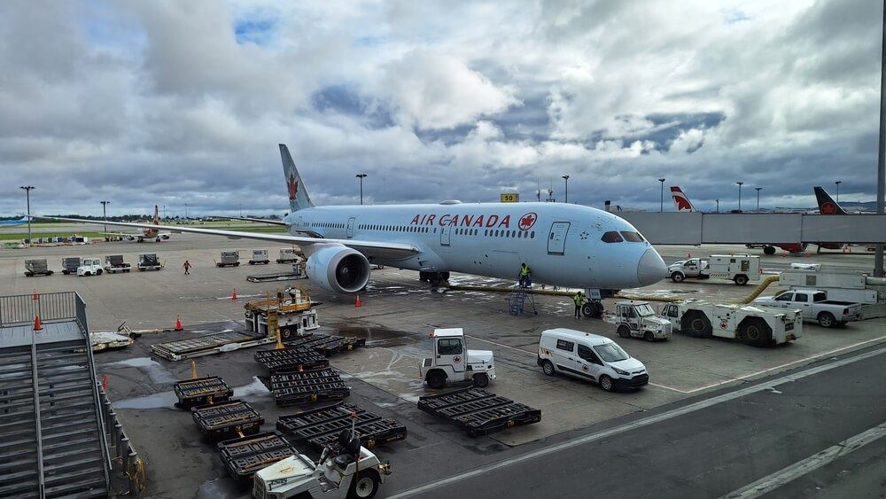 Air Canada plane at the airport in Montreal 