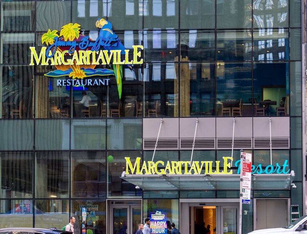 Margaritaville Times Square exterior people walking by in New York City 