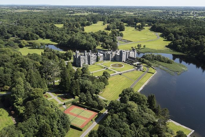 Ashford Castle birds-eye view.