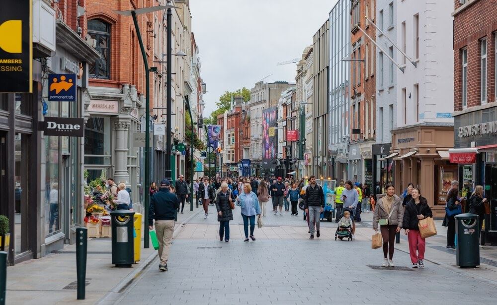 People walking on Grafton Street in Dublin