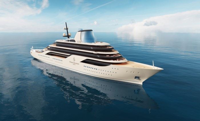 a computer rendering of a Four Seasons yacht