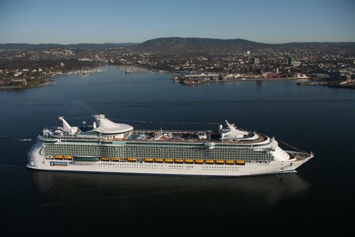 aerial view of independence of the seas cruise ship
