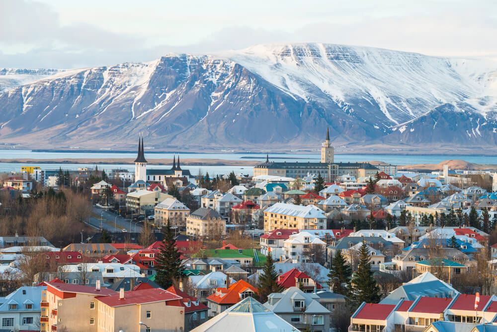 Aerial shot of reykjavik