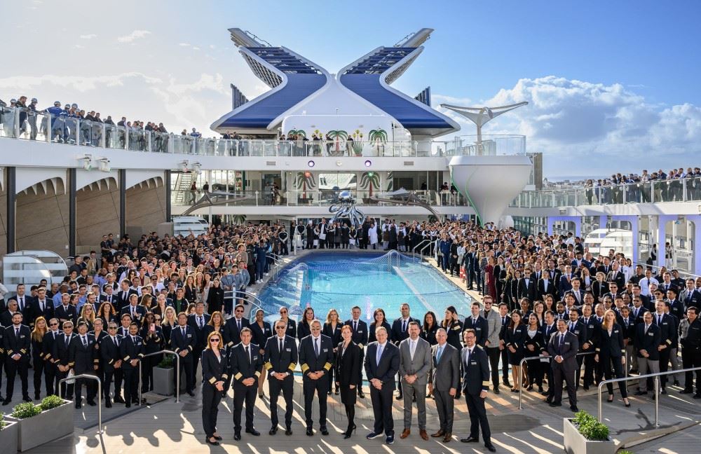royal caribbean and celebrity cruises executives and crew at the handover of celebrity ascend