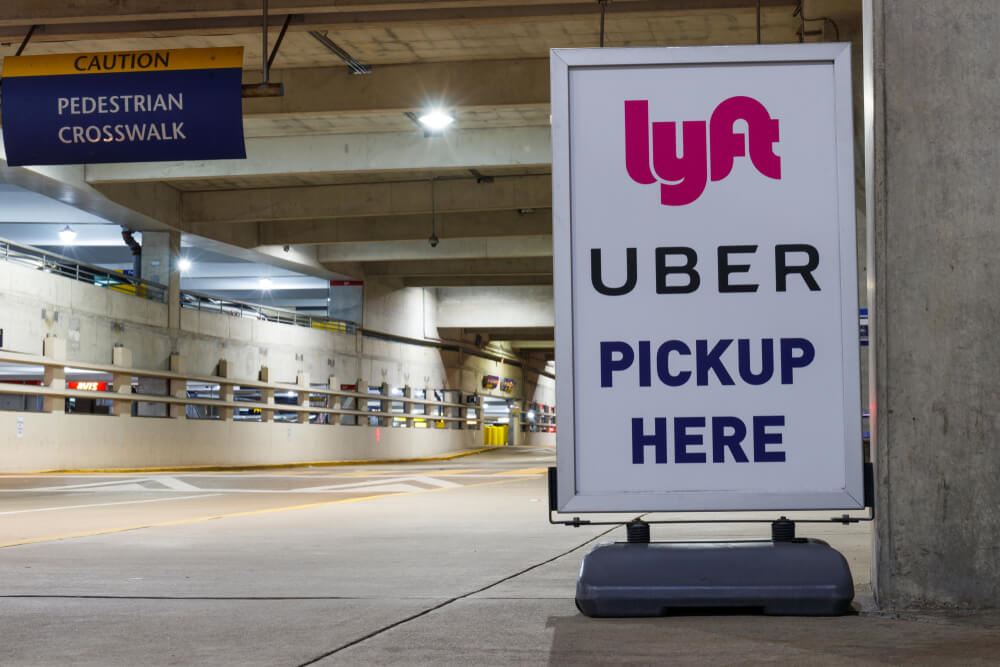 Lyft pickup sign at an airport 