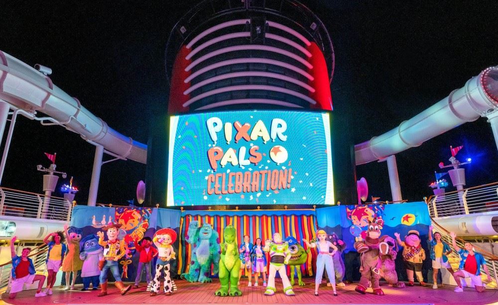 disney's pixar day at sea includes the pixar pals celebration deck party