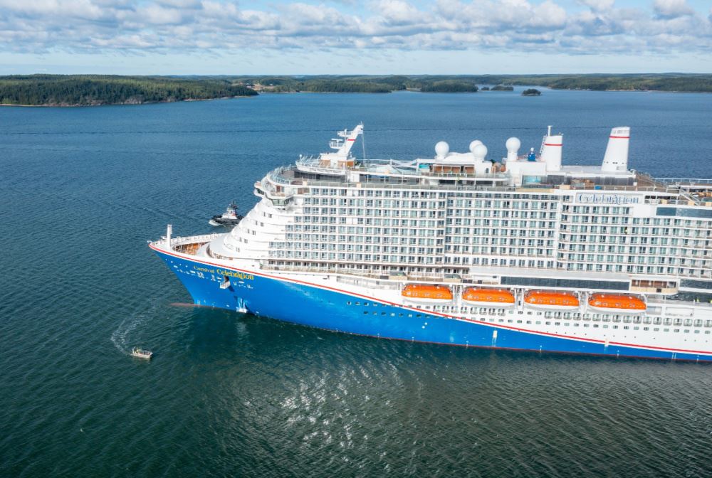 three cruise ships at sea