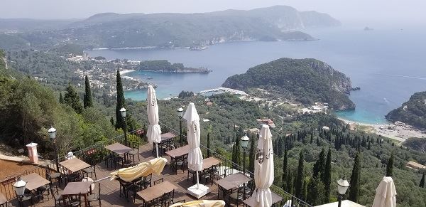 A cafe high above the remote Greek village of Paleokastritsa