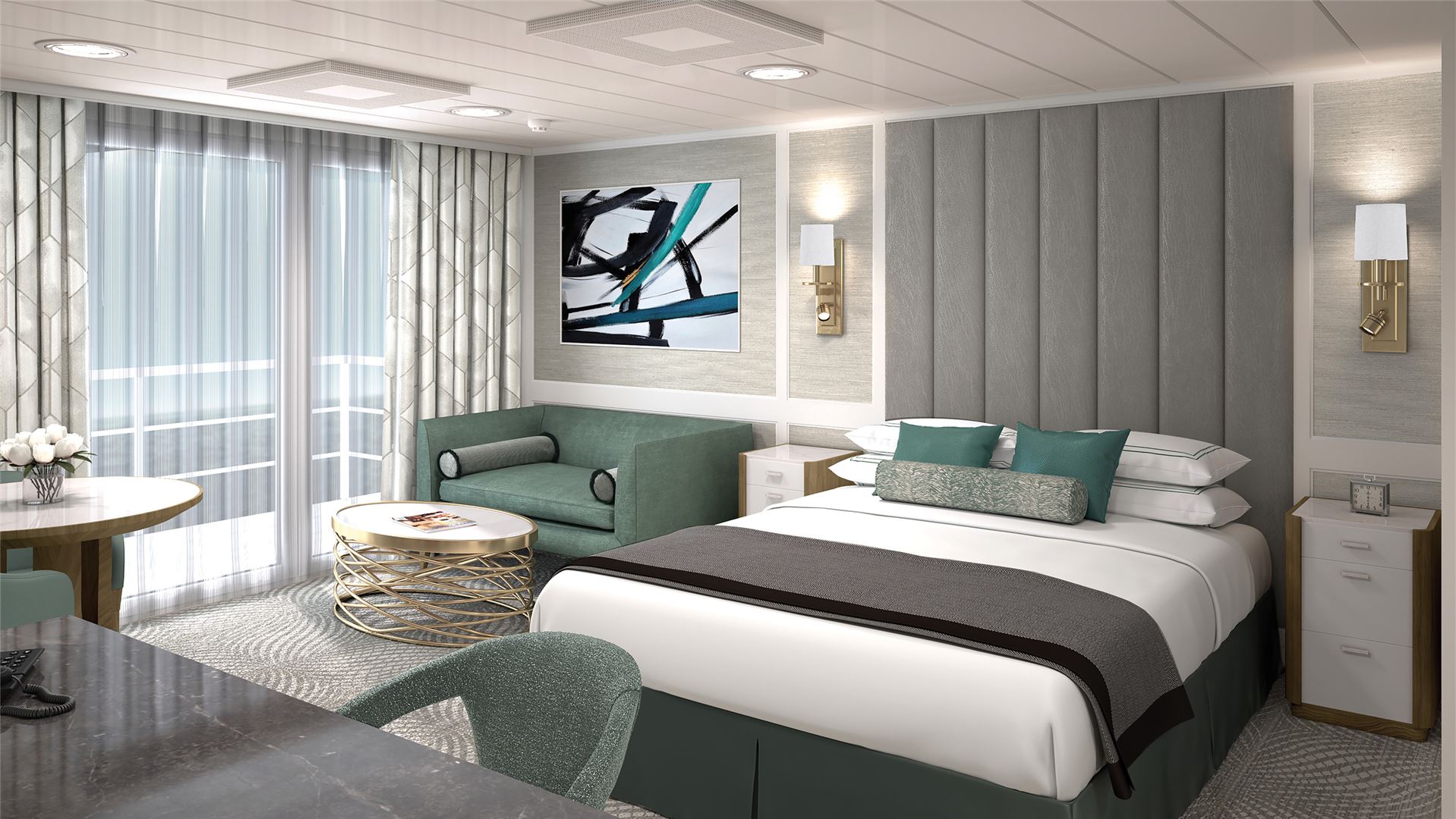 Penthouse Suite of the reimagined Regatta-Class ships            Concierge Veranda Stateroom of the reimagined Regatta-Class ships            Grand Hall View of the reimagined Regatta-Class ships