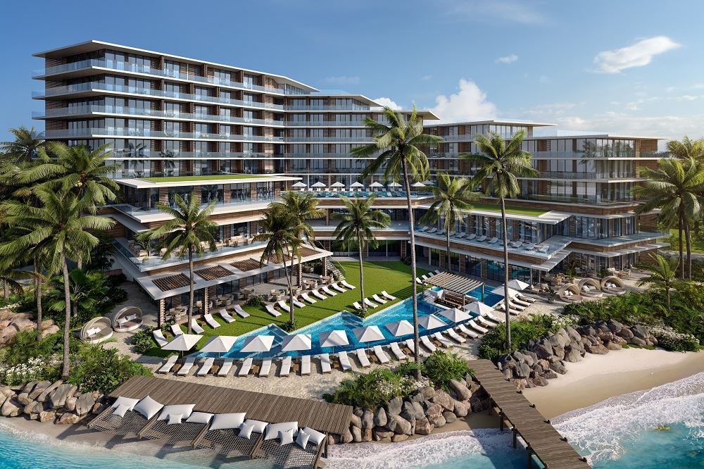 Pendry Barbados Rendering Beachfront and back of the hotel 