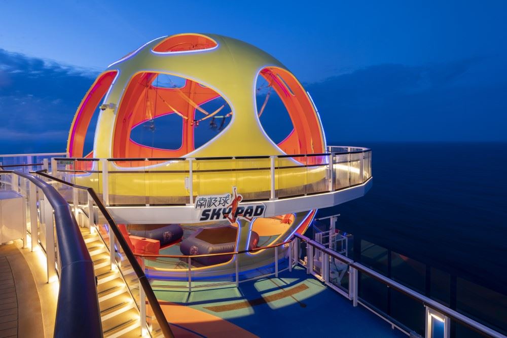 sky pad virtual reality bungee trampoline experience on royal caribbean cruise ship