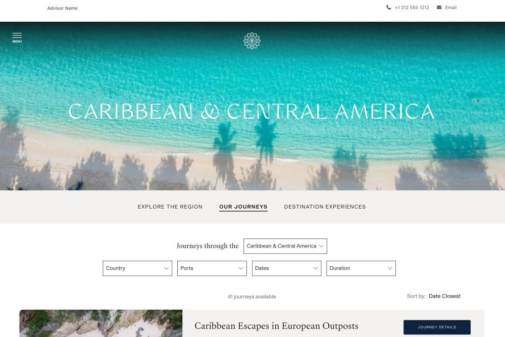 co-brandable explora journeys website for travel advisors