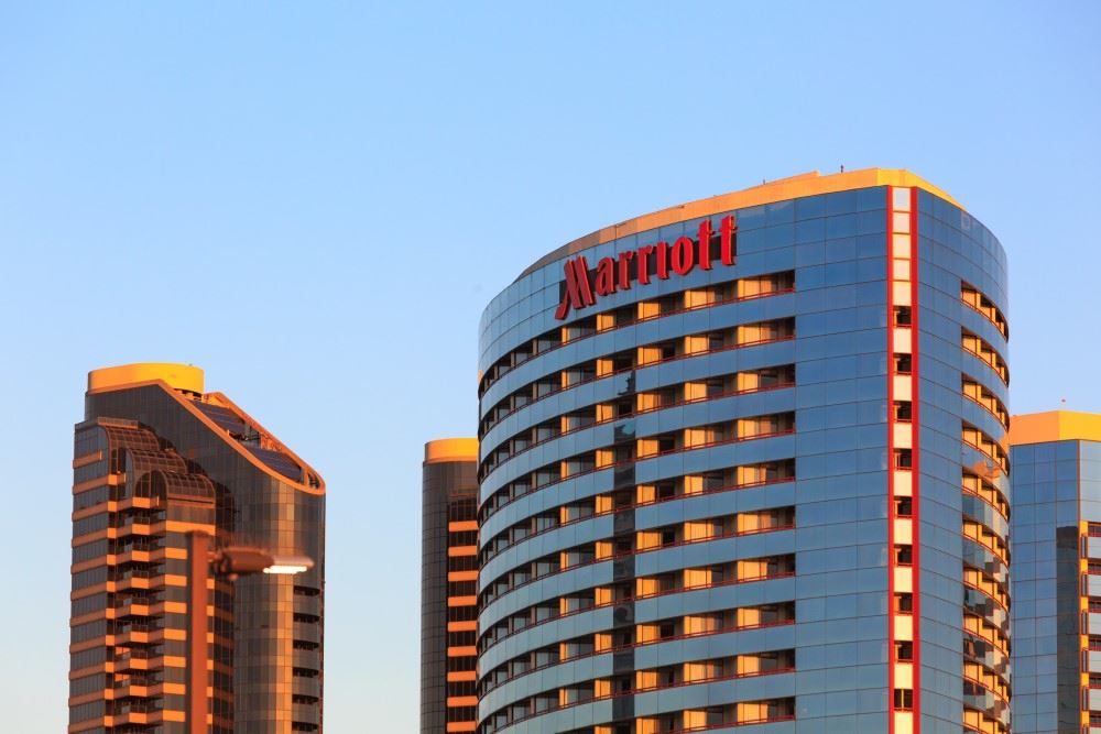 front of a marriott hotel