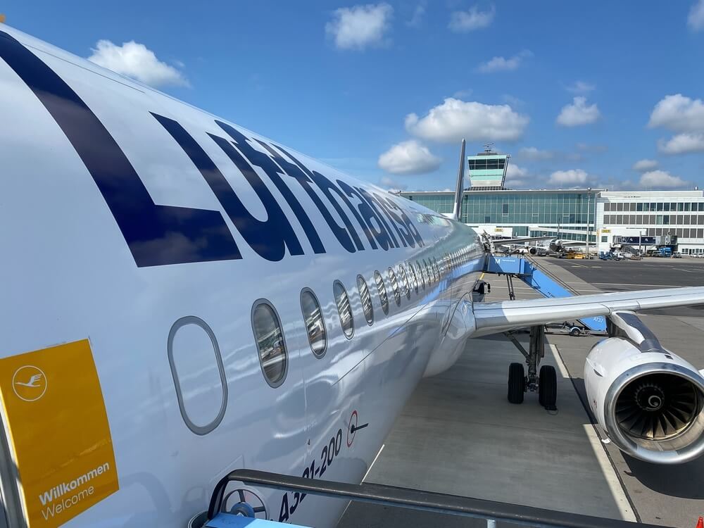 Lufthansa plane on runway 
