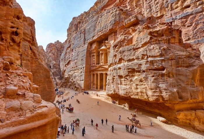 faith-based travel group visiting petra in jordan