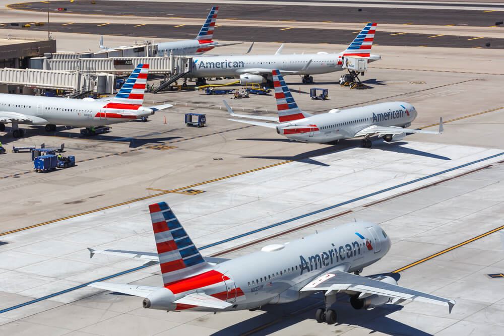 American Airlines plane on runway 