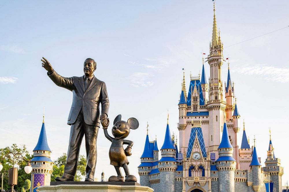 “Partners Statue” is a sculpture of Walt Disney and Mickey Mouse