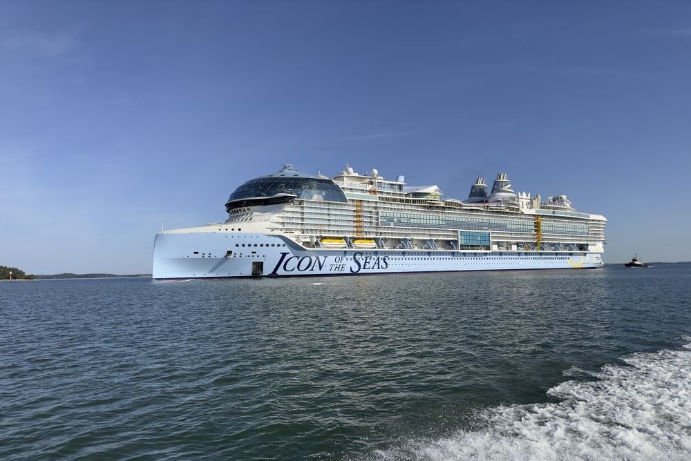 royal caribbean's icon of the seas cruise ship during sea trials in june 2023