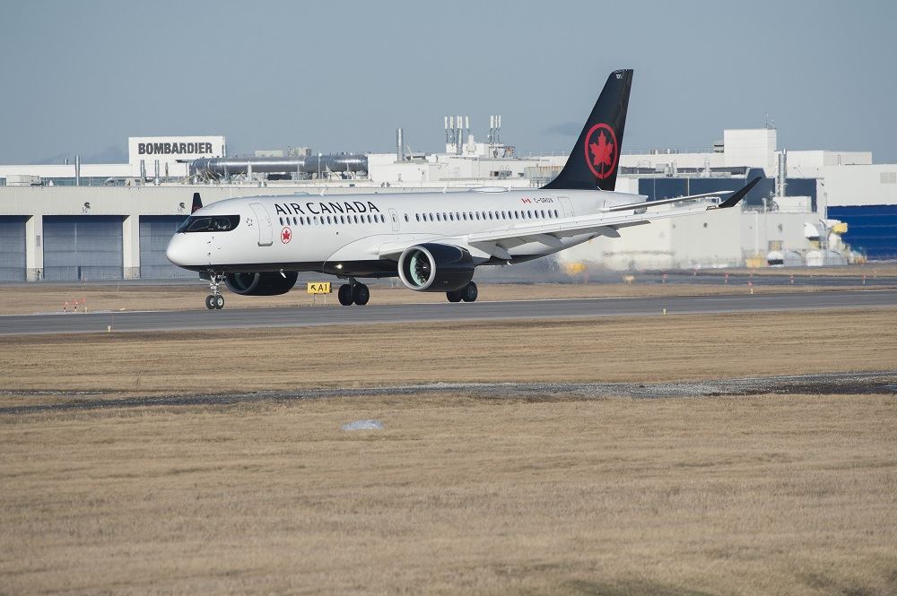 Air Canada Airbus A220 on runway 