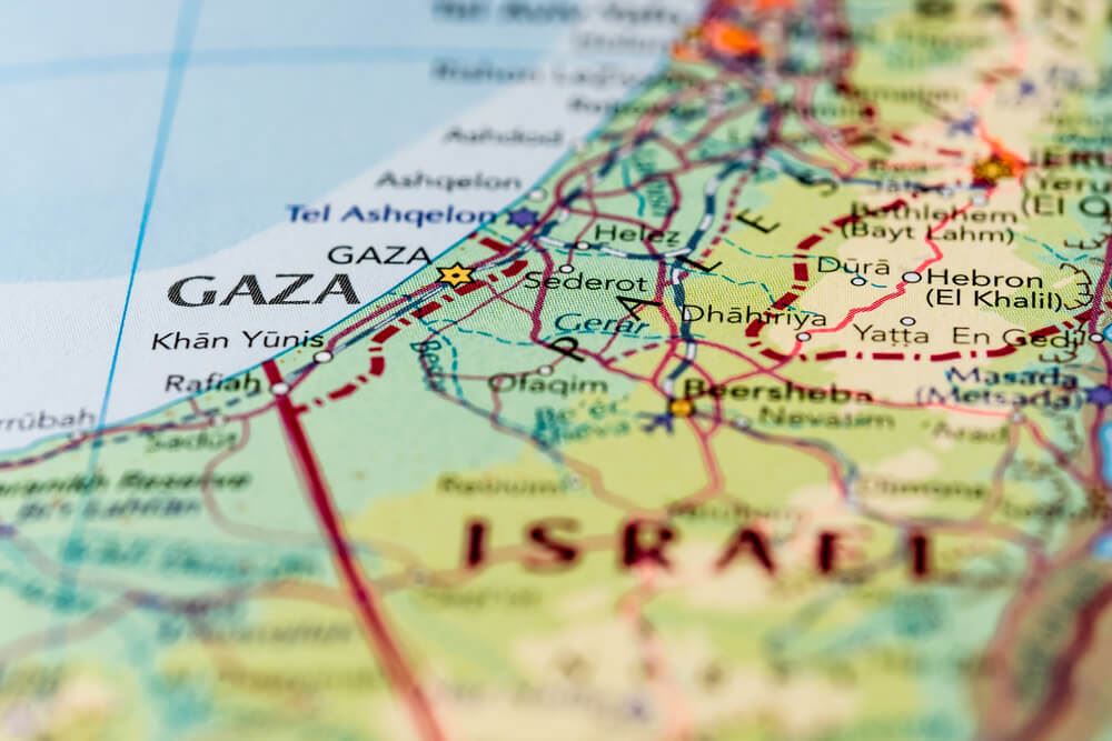Map of Israel and Gaza 