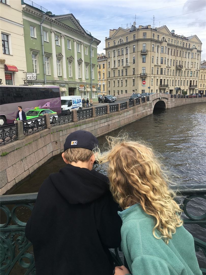 The Johnsons son and daughter in St. Petersburg.