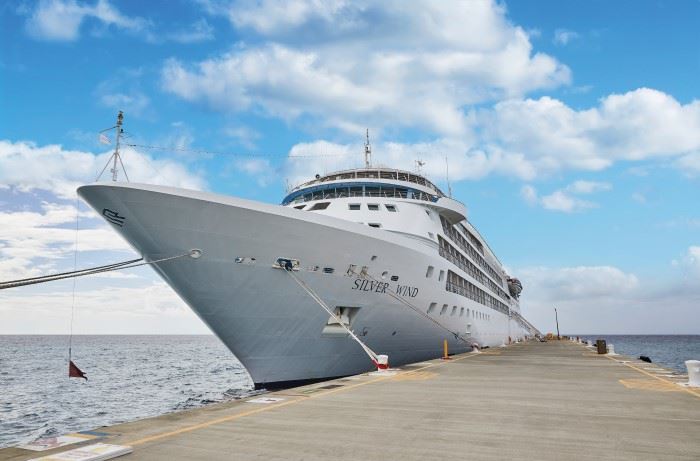 silver wind cruise ship docked in port