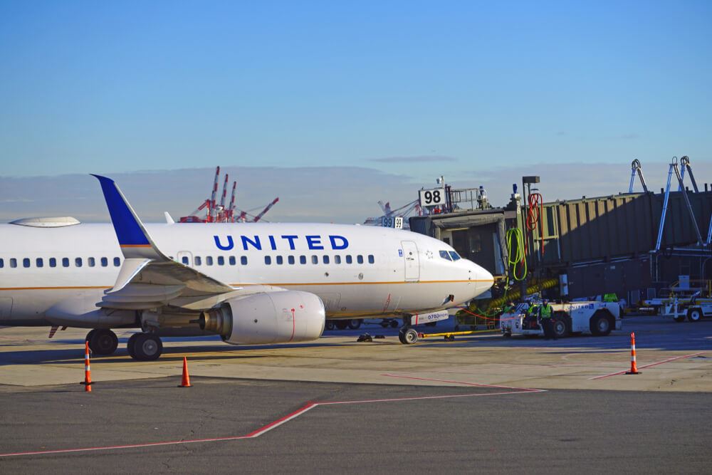 United Airlines plane at Newark liberty international airport