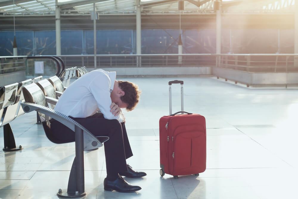 Traveler frustrated in airport 