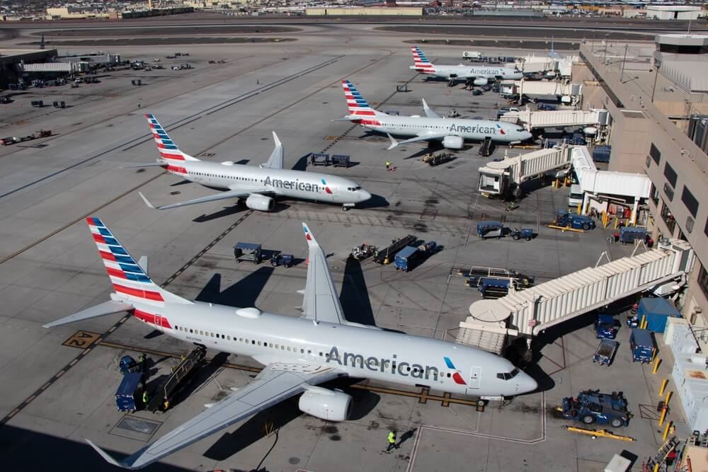 American Airlines planes on runway 