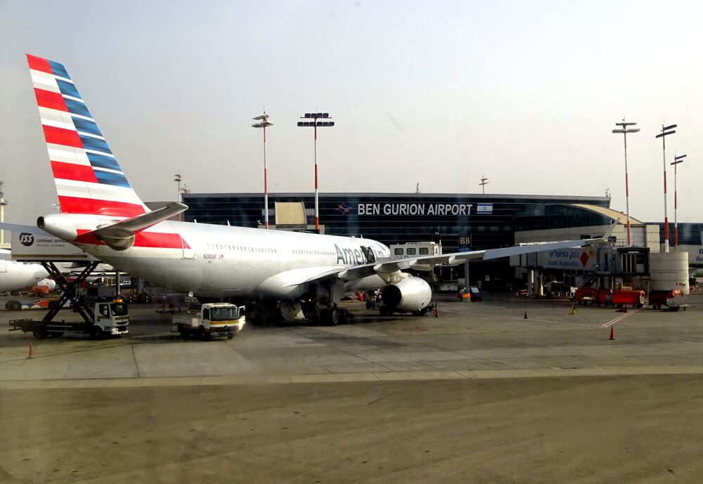 American Airlines plan waiting at Ben Gurion Airport in Tel Aviv 