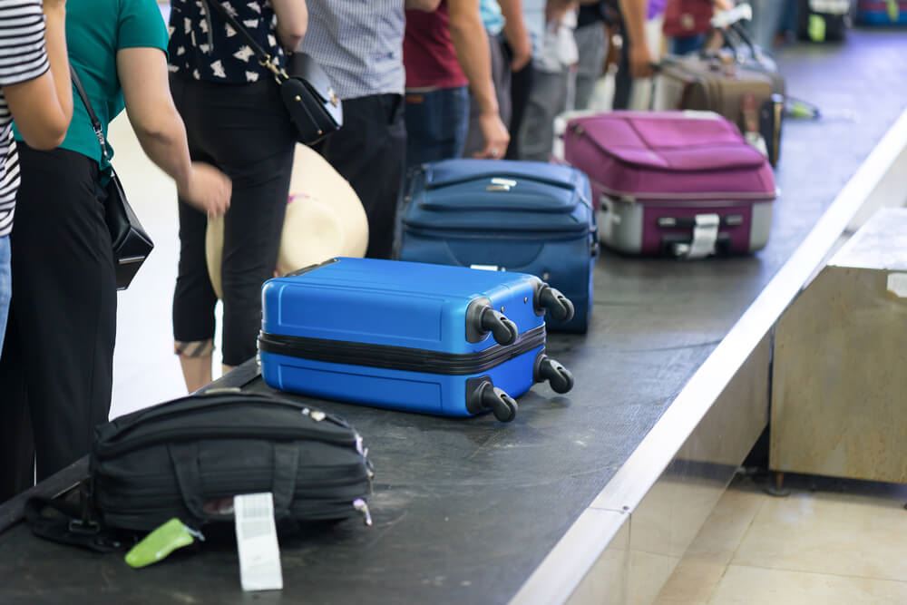 Bags in airport on carousel 