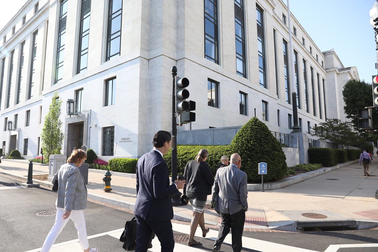 Agents outside Senate Building.