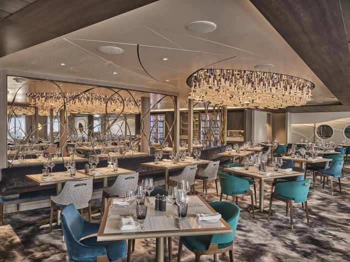 rendering of The Restaurant main dining room onboard Silver Endeavour expedition cruise ship
