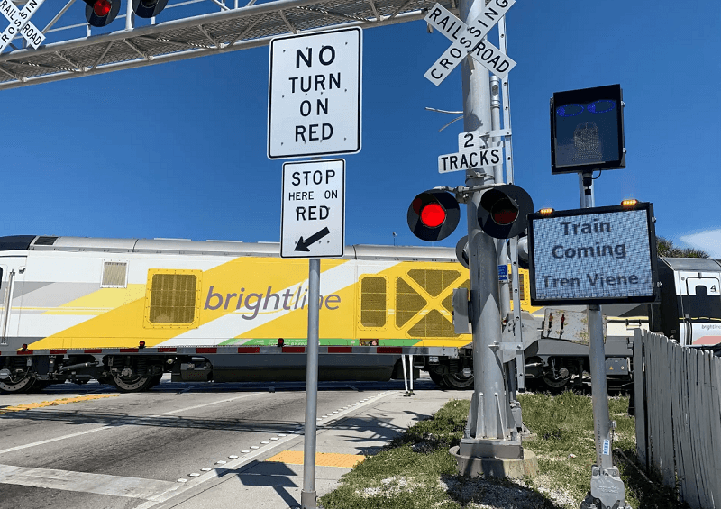 Brightline Train going through stop lights in Florida 