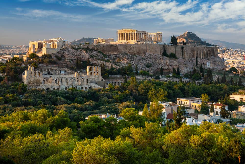Aerial view of the Acropolis in Greece 