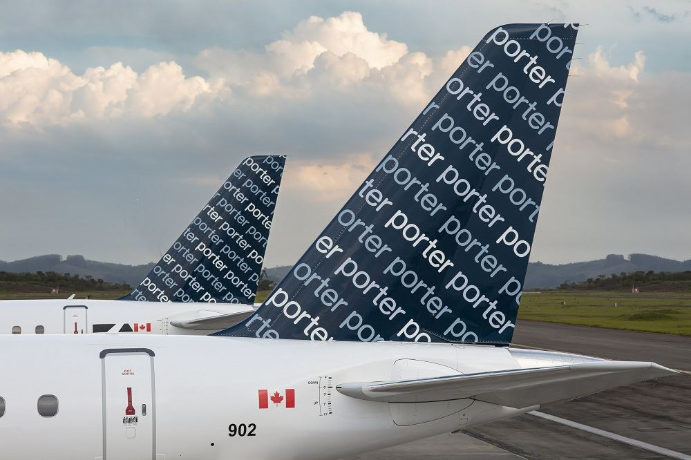 Porter Airlines tail tips with logo in Montreal 