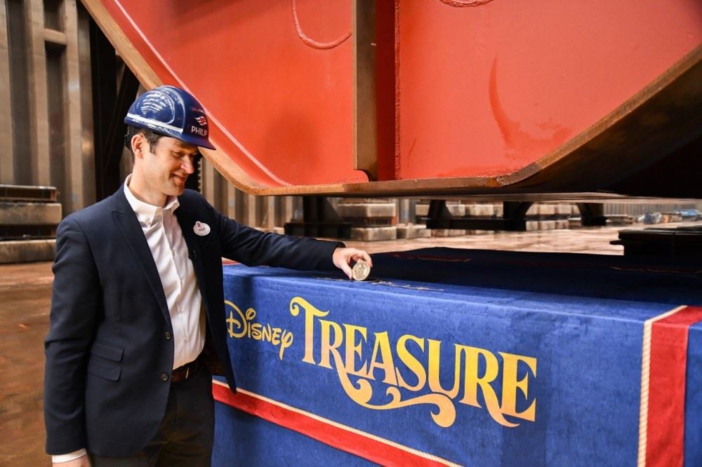 Philip Gennotte of Walt Disney Imagineering Germany at the keel laying for disney treasure