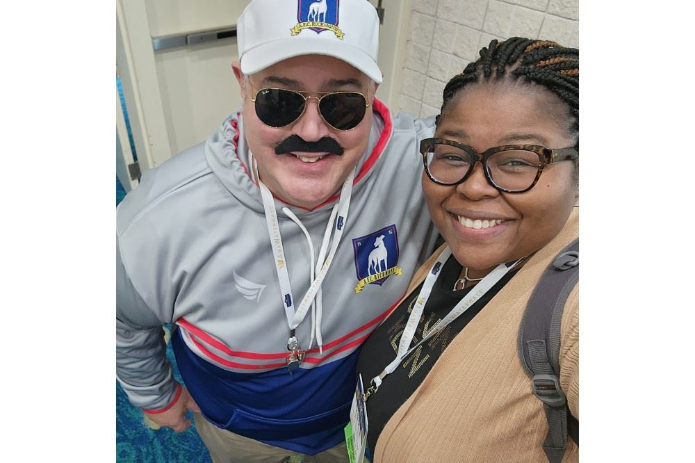 clia charles sylvia dressed as ted lasso at cruise360