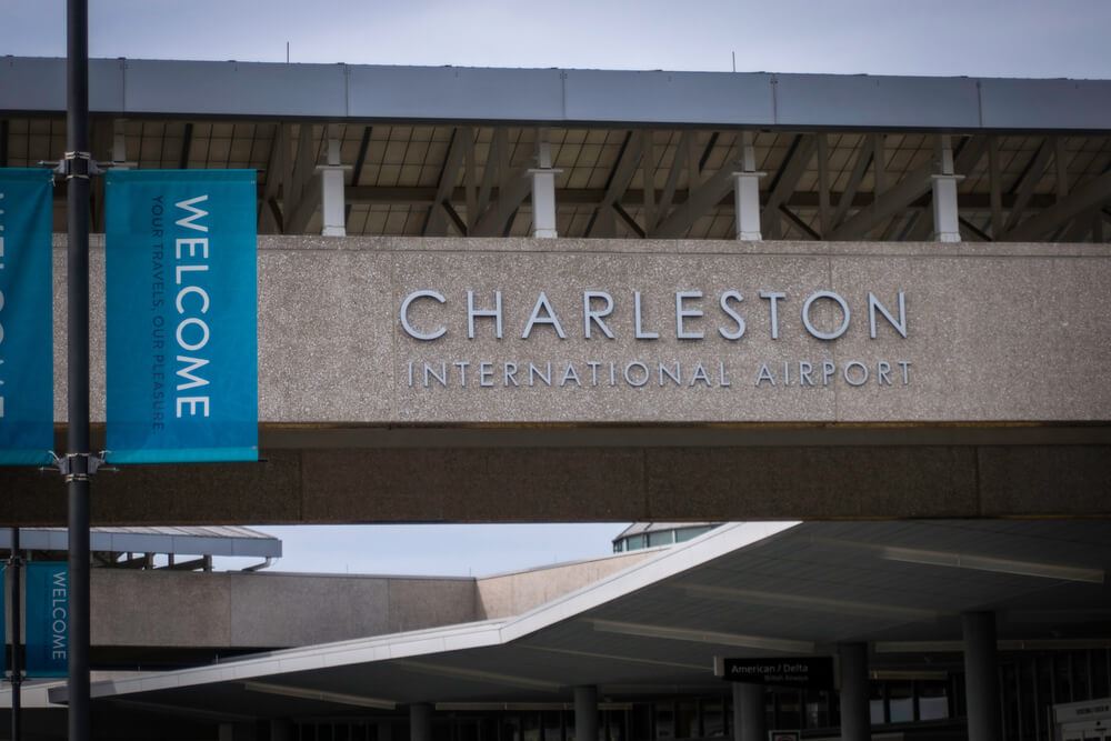 Photo of the sign at the entrance of Charleston International Airport 