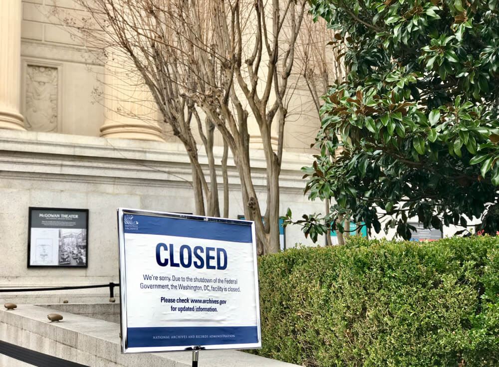 A sign from the US Government Shutdown in 2019 