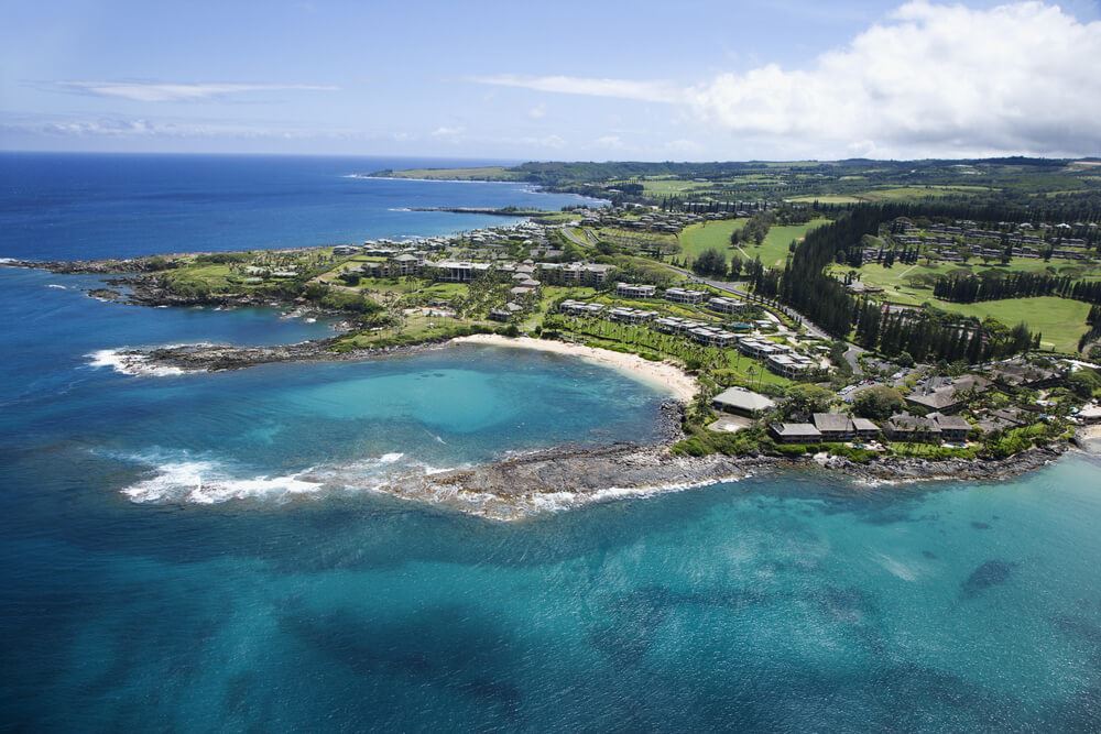 Aerial view of Maui coastline 