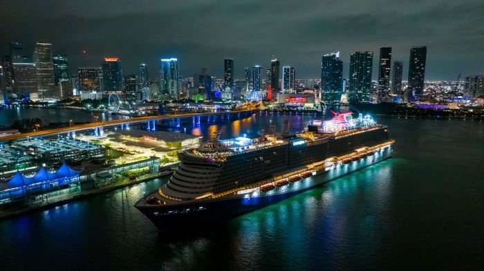 carnival celebration cruise ship docked overnight at portmiami
