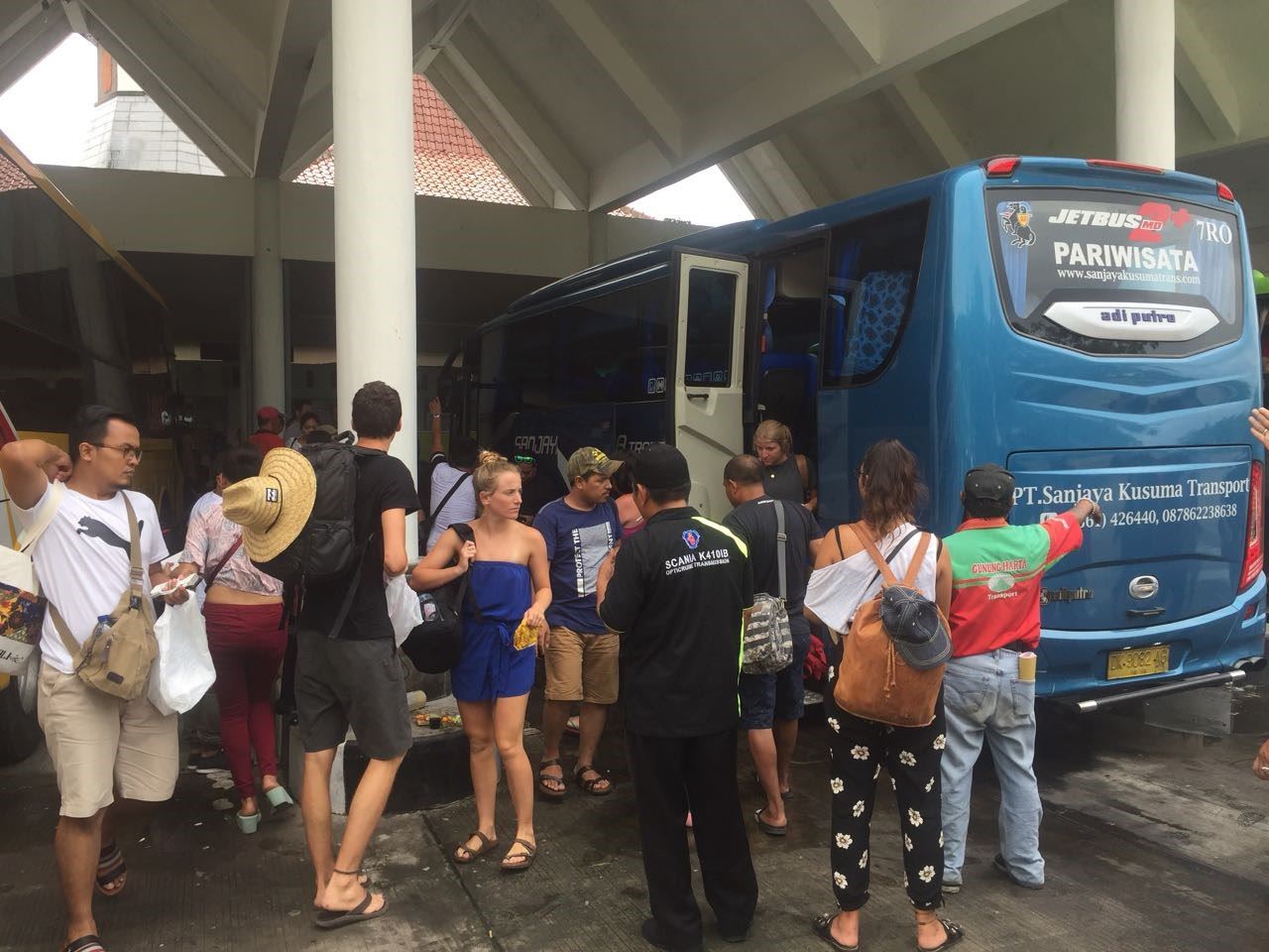 Scene at Mengwi Bus Terminal Station. 