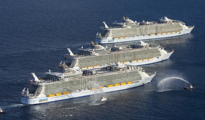 three of royal caribbean's oasis-class cruise ships