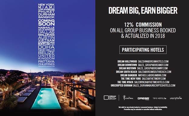 Dream Hotel Group Increases Group Commissions