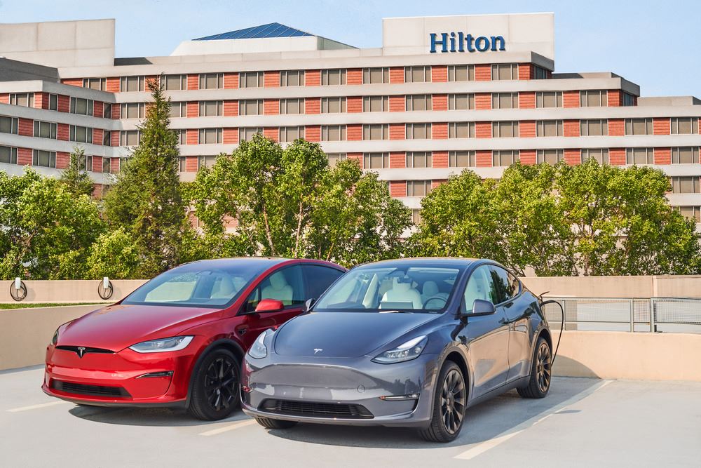 hilton hotels tesla electric vehicles