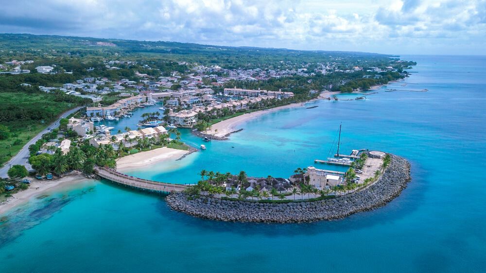 Aerial view of Barbados coastline 